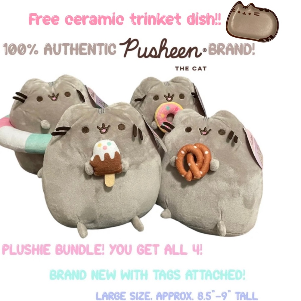 ❣️SALE! NWT Cutest Pusheen Plushie Bundle! (FREE Ceramic Pusheen Trinket Dish!)